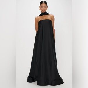 NWT Show Me Your Mumu Tinsley Tube Dress in Black Luxe Satin - Missing Scarf